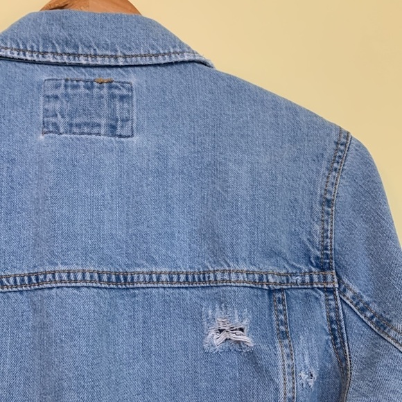 Forever 21 | Distressed Denim Blue Jean Button Down Jacket Small - Picture 11 of 14
